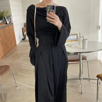 High-Waisted Wide-Leg Trousers Black