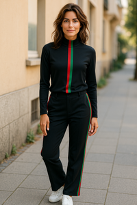 Long Contrast Striped Suit Pants