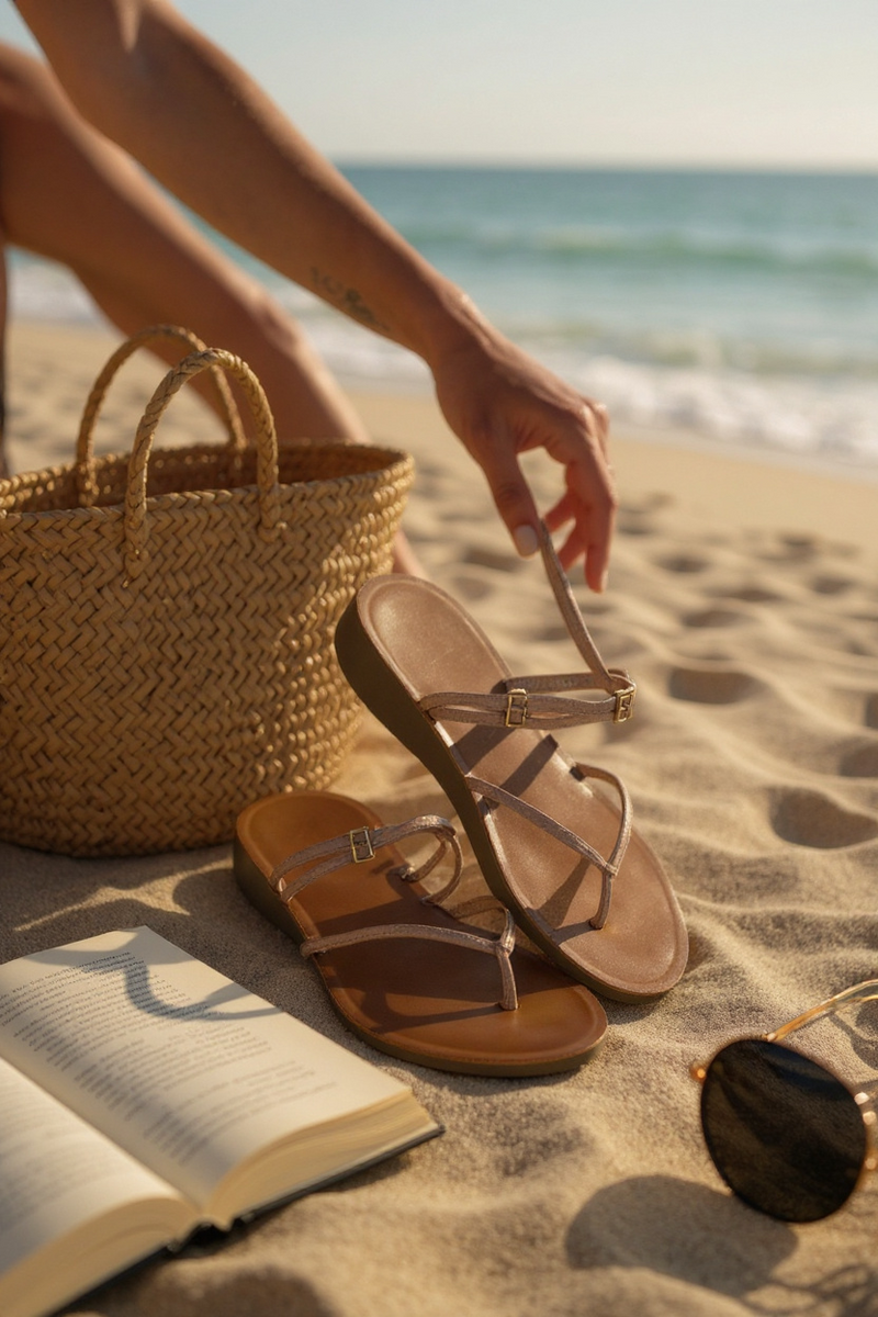 Santorini Flat Sandals Bamboo